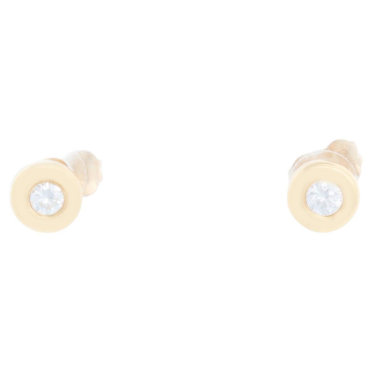 Arpas 14K Yellow Gold  Diamond Bezel Set Studs