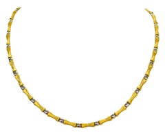 Arpas 14k Yellow & White Gold Bamboo Link 16" Necklace - 11.80 Grams
