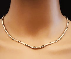 Arpas 14k Gelb 
Weiß Gold Bambus Link 16" Halskette - 11,80 Gramm