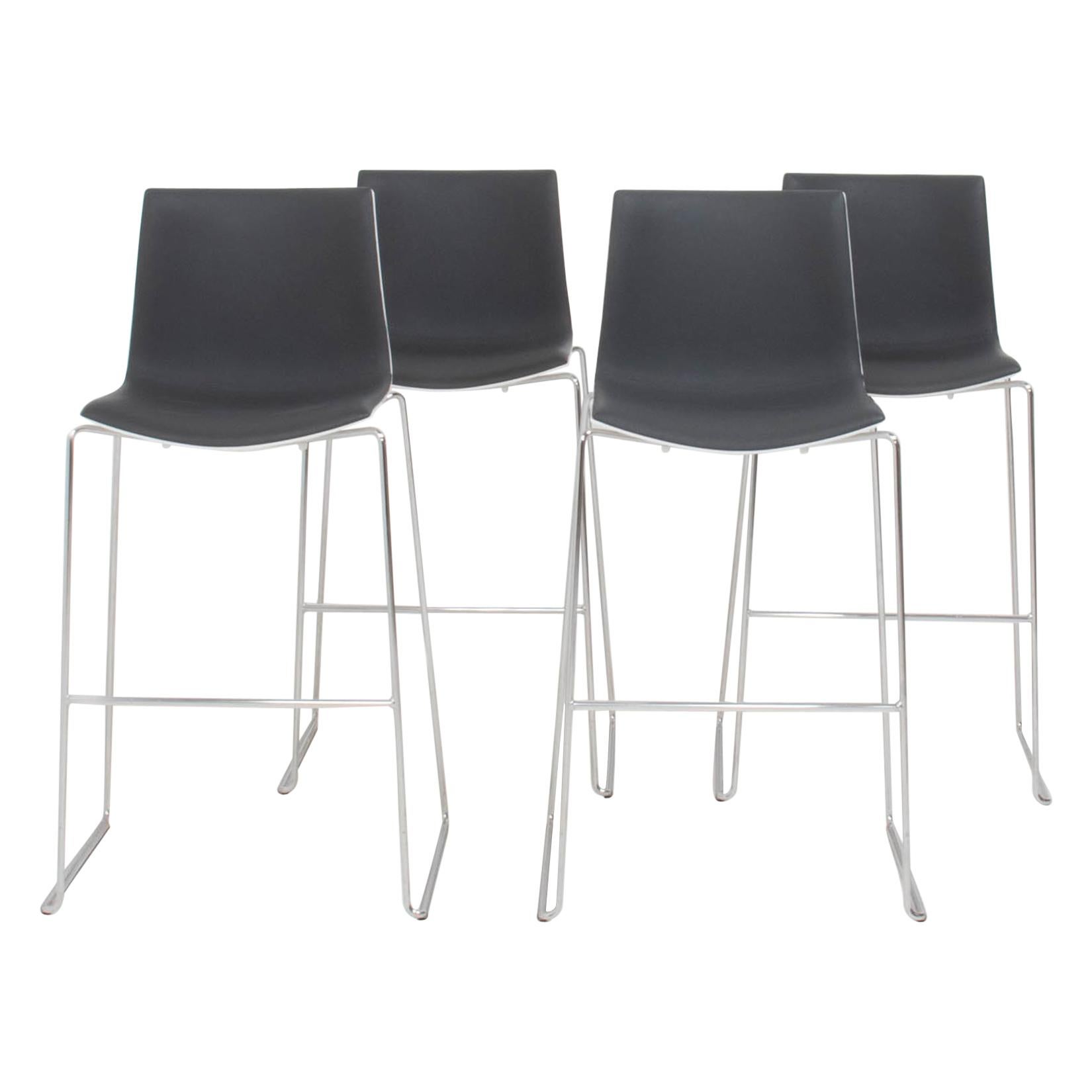 Arper by Antti Kotilainen Aava Grey and White Bar Stools, Set of 4, 2013
