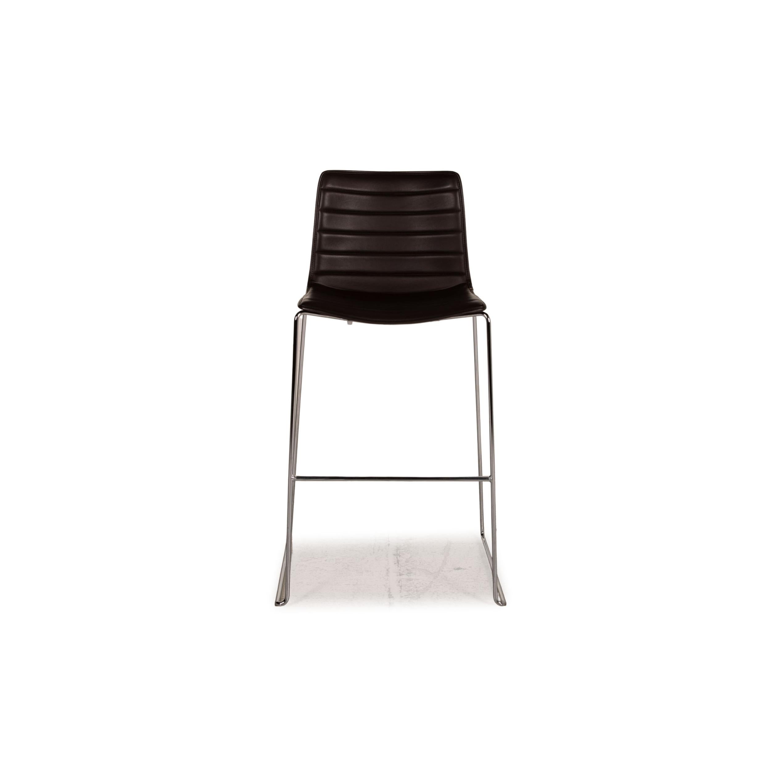 Modern Arper Catifa 46 Leather Chair Dark Brown Bar Stool For Sale