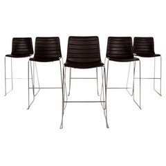 Arper Catifa 46 Leather Chair Set Dark Brown Bar Stool
