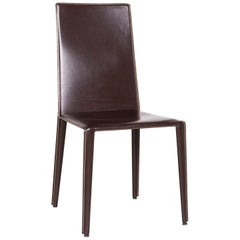 Arper Designer Leather Chair Brown Real Leather Armchair