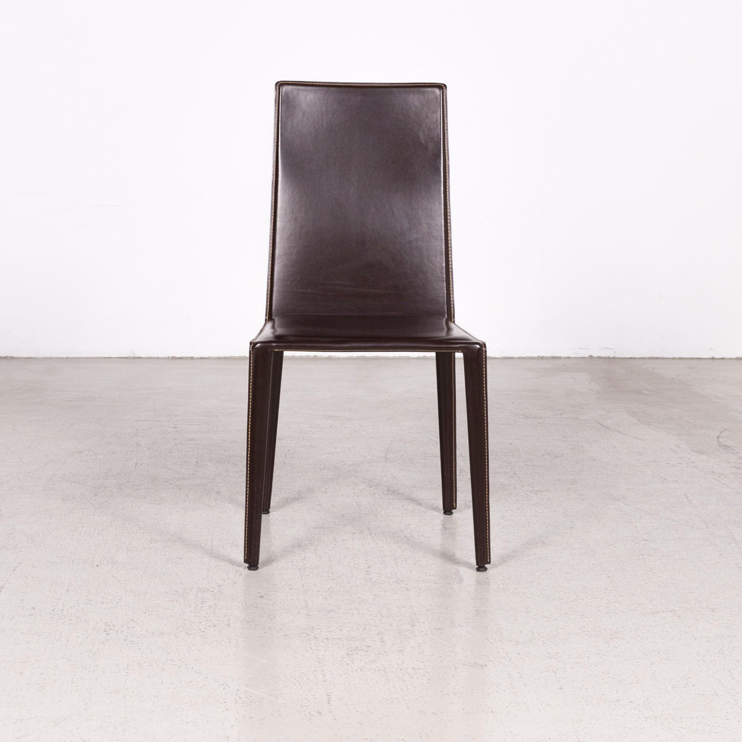 Modern Arper Designer Leather Chair Set Brown Genuine Leather Armchair For Sale