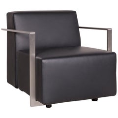 Arper Dream Designer Leather Armchair Black Genuine Leather Chair