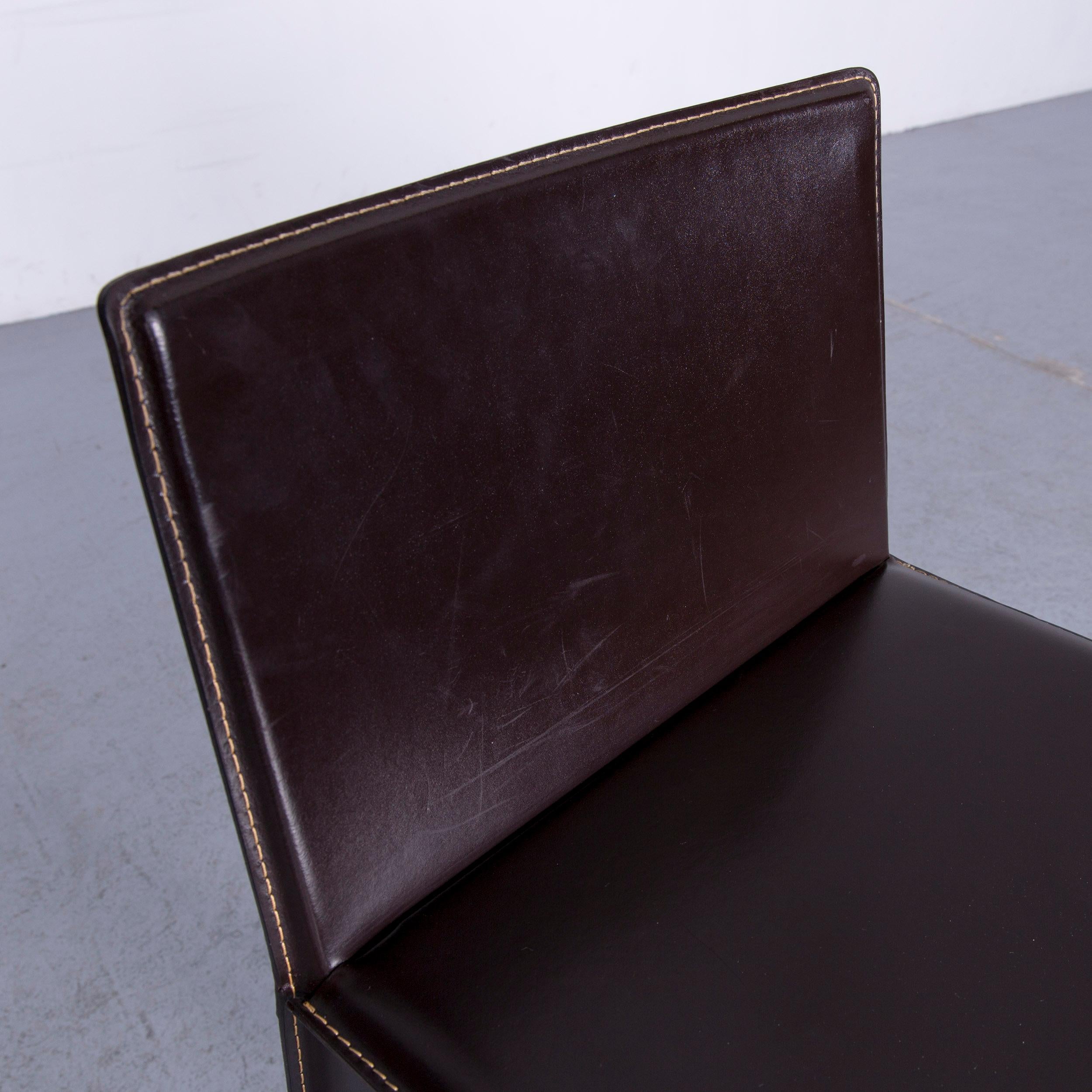 Arper Leather Bar Chair Brown Modern Swiss Air Lounge Barstool In Good Condition In Cologne, DE