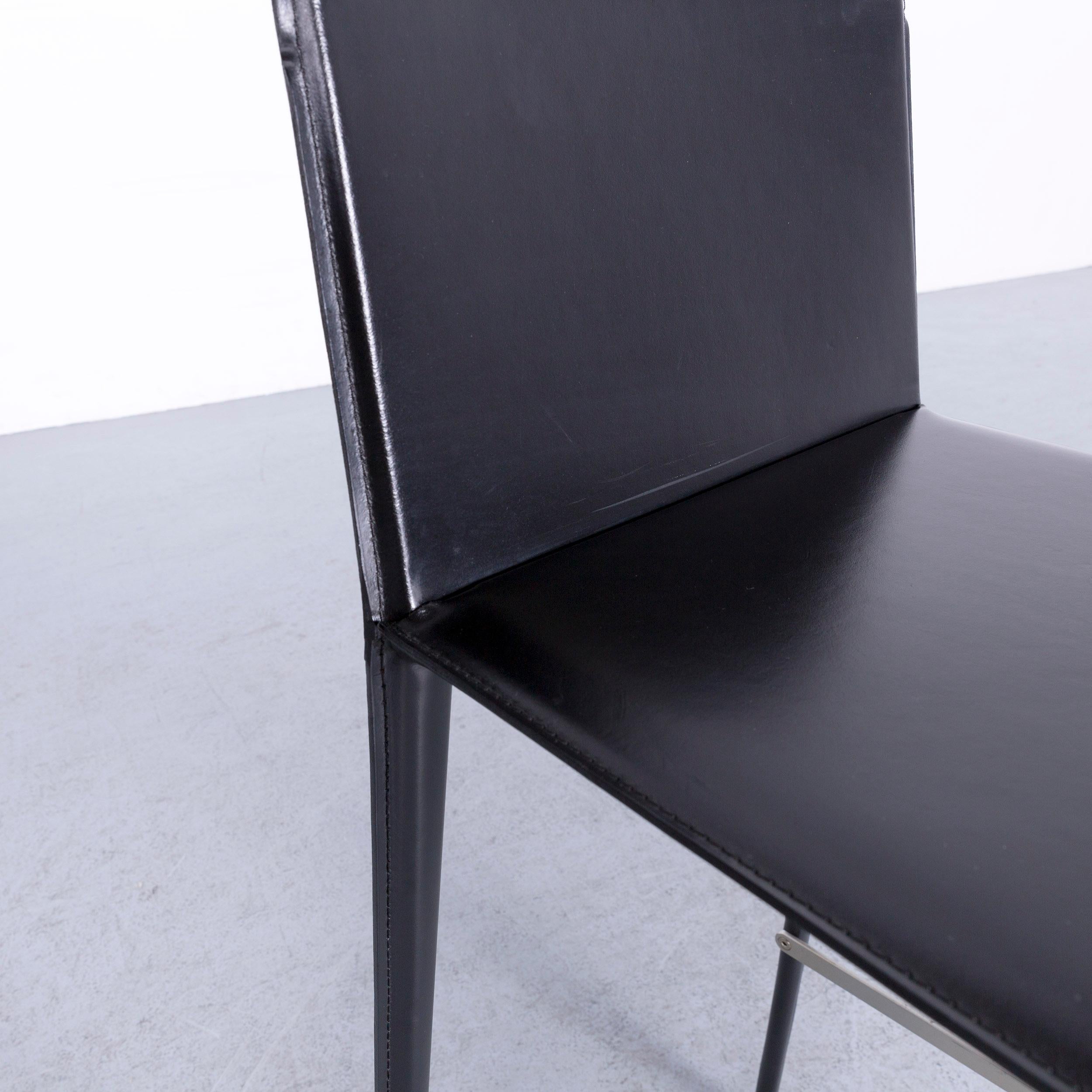 Contemporary Arper Leather Bar Stool Bistro Armchair Black Modern Real Leather Swiss Air