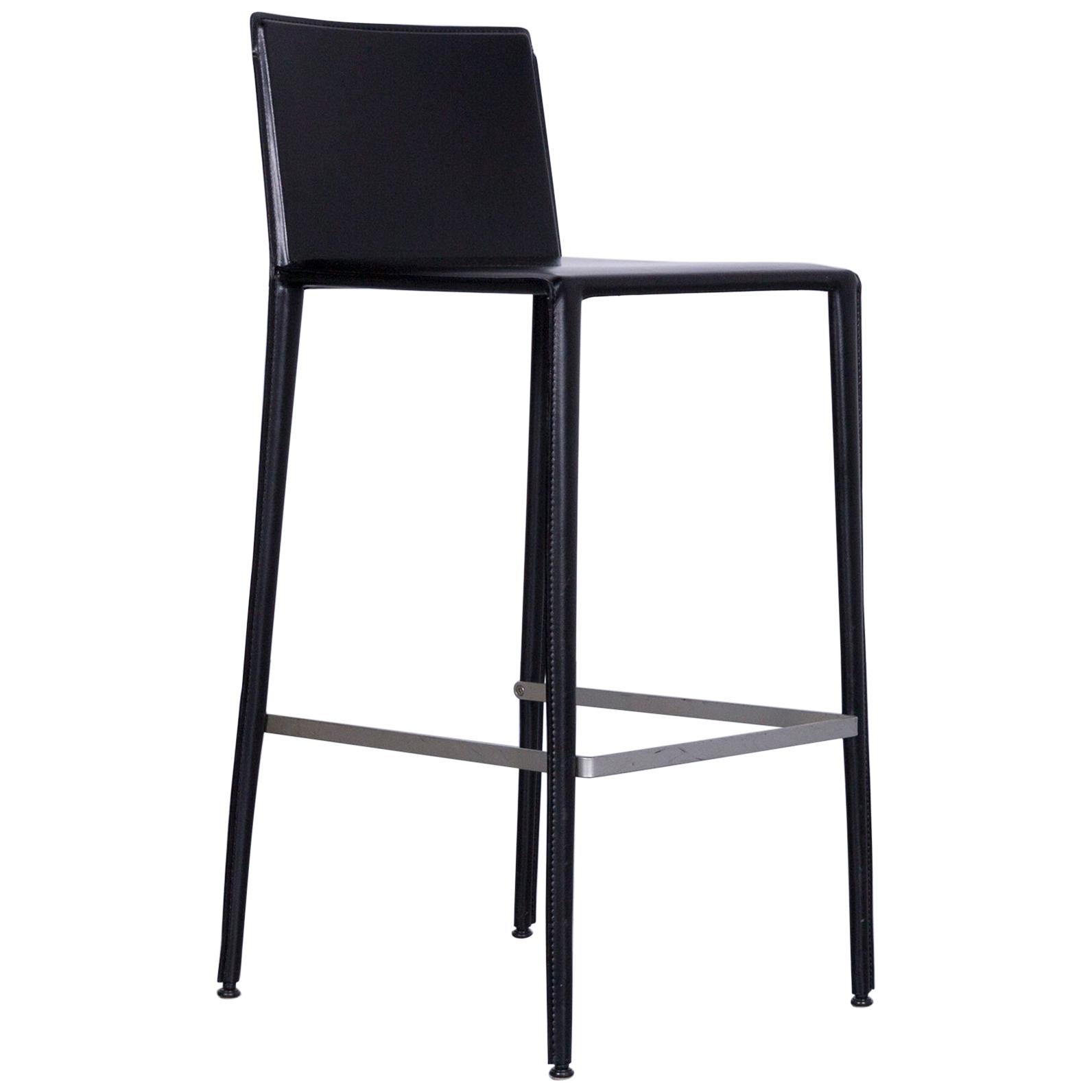 Arper Leather Bar Stool Bistro Armchair Black Modern Real Leather Swiss Air