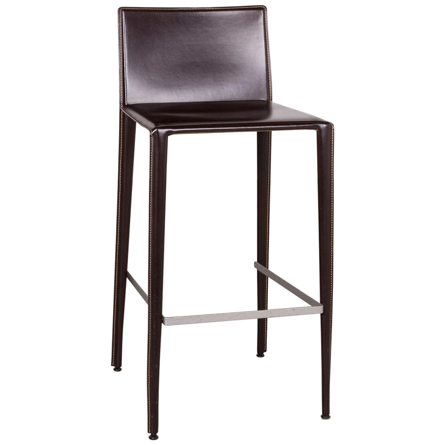 Arper Leather Bar Stool Bistro Armchair Brown Modern Real Leather Swiss Air