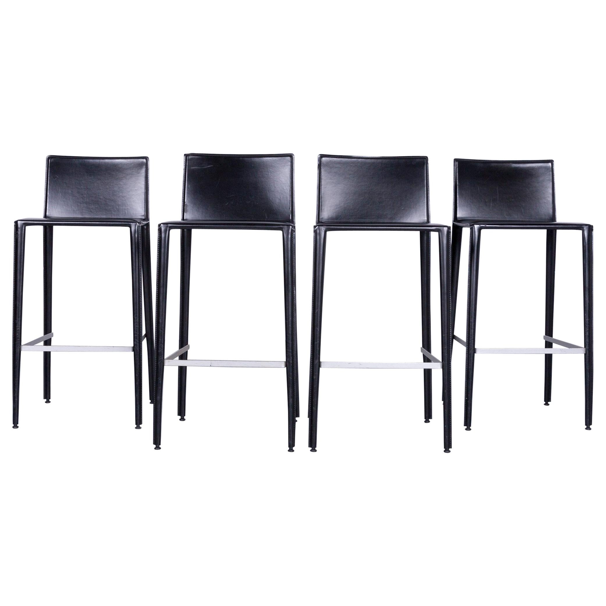 Arper Leather Bar Stool Bistro Armchair Set Black Modern Real Leather Swiss Air
