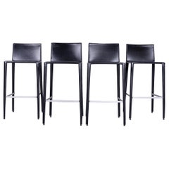 Arper Leather Bar Stool Bistro Armchair Set Black Modern Real Leather Swiss Air