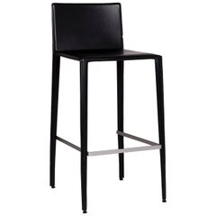 Arper Leather Bar Stool Set Bistro 4 Armchair Black Modern Real Leather Swiss