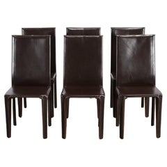Chaises de salle à manger en cuir Arper, ensemble de six