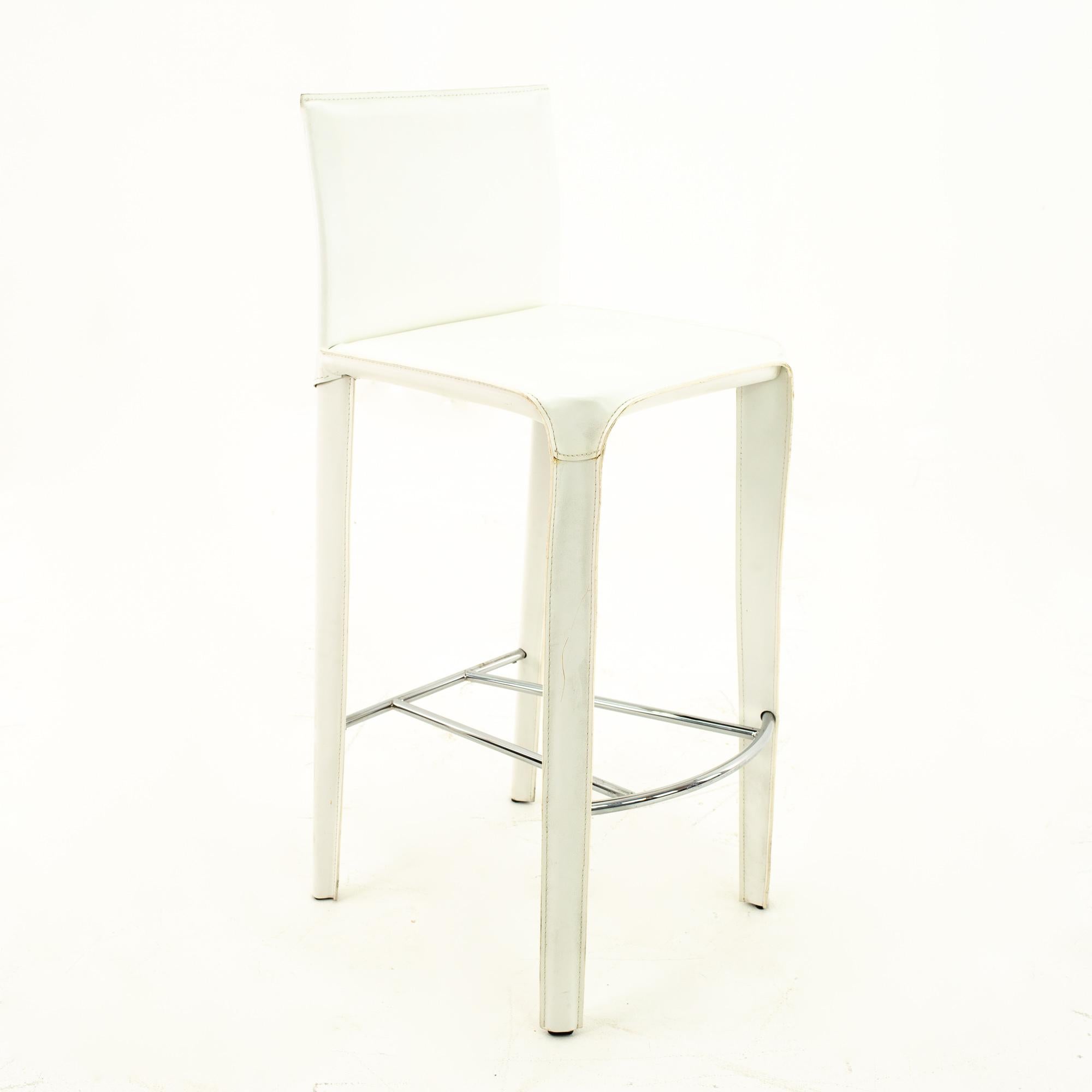 American Arper Mid Century White Leather Stools, Pair For Sale