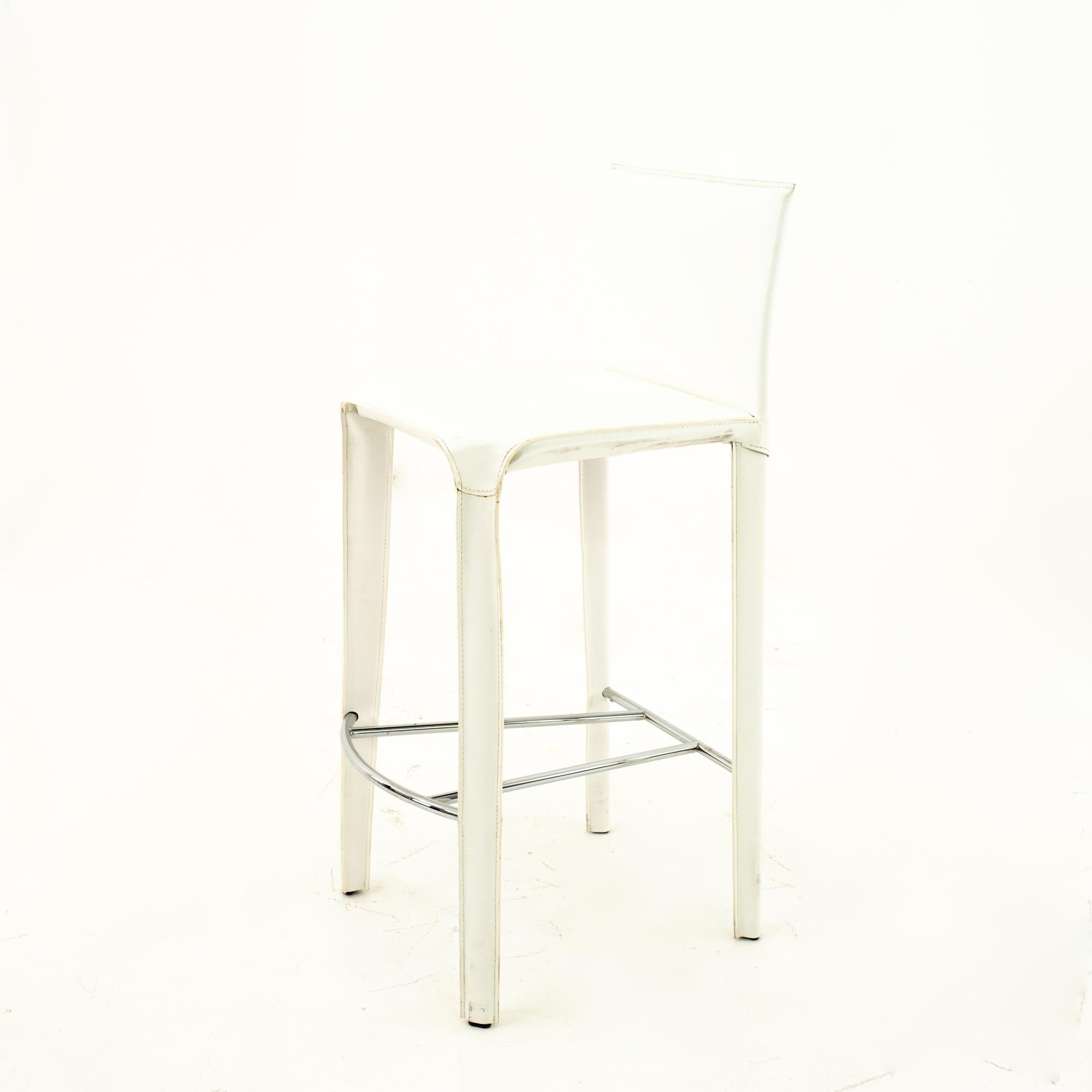Arper Mid Century White Leather Stools, Pair For Sale 3