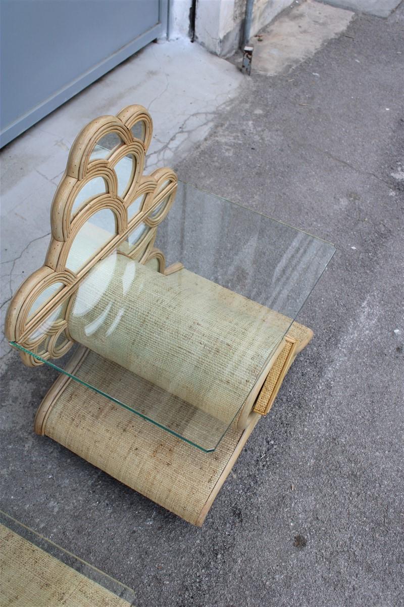 Arpex Night Stands Italian Design Decorative Decoration Bamboo Glass Top, 1970s 4