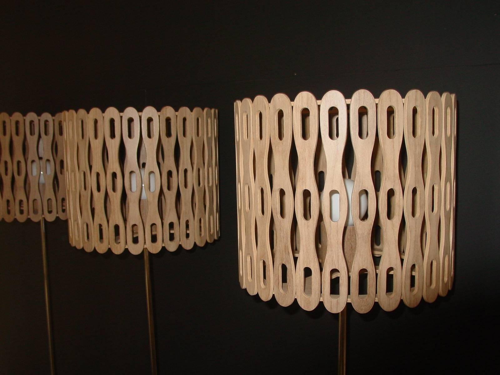 Arpoador Brazilian Contemporary Graphic Pattern Cut Wood Floor Lamp by Lattoog 2