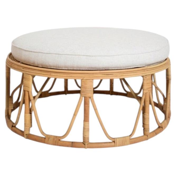 "Arrabida" 90cm rattan pouf stool. For Sale