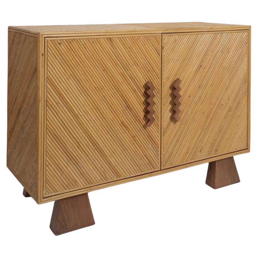 "Arrabida" rattan and walnut sideboard, Barracuda Edition.