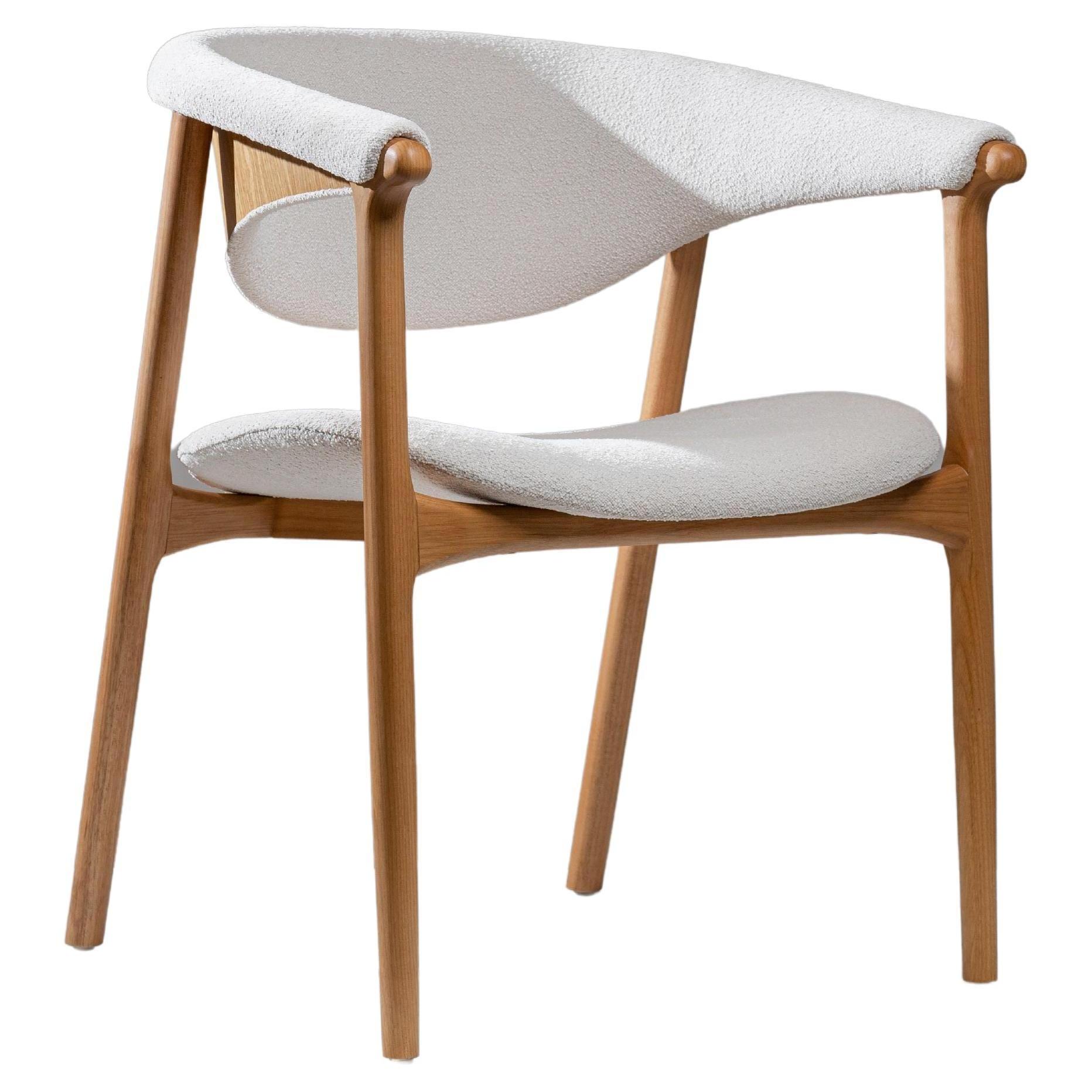 Arraia Wood Back Brazilian Contemporary Wood and Fabric Chair by Lattoog