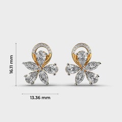 Arranged Petal Moissanite Studs 925 Sterling Silver Perfect Wedding Gift For Her
