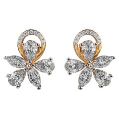 Arranged Petal Moissanite Studs 925 Sterling Silver Perfect Wedding Gift For Her