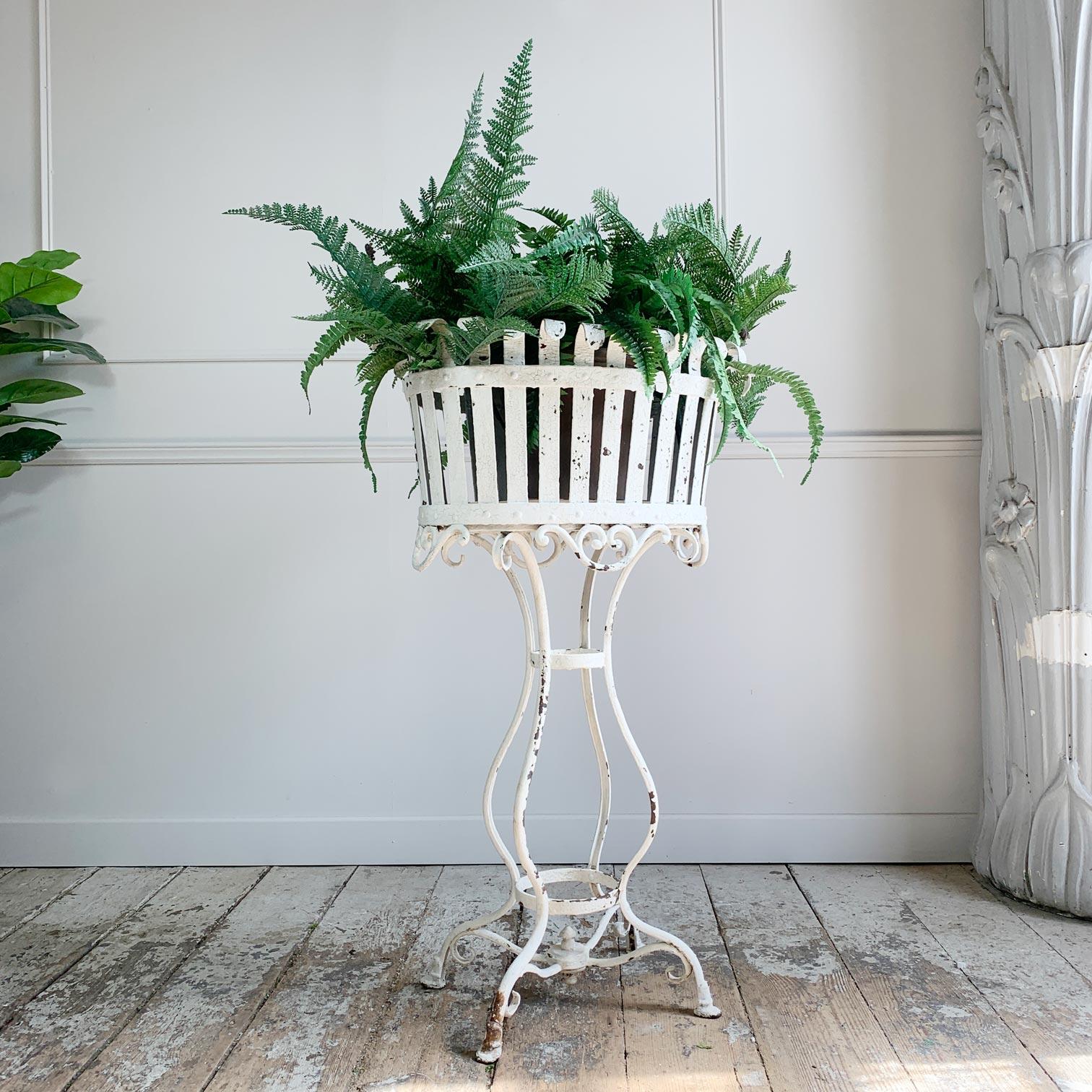 Wrought Iron Arras White Jardiniere, Late 19th Century For Sale