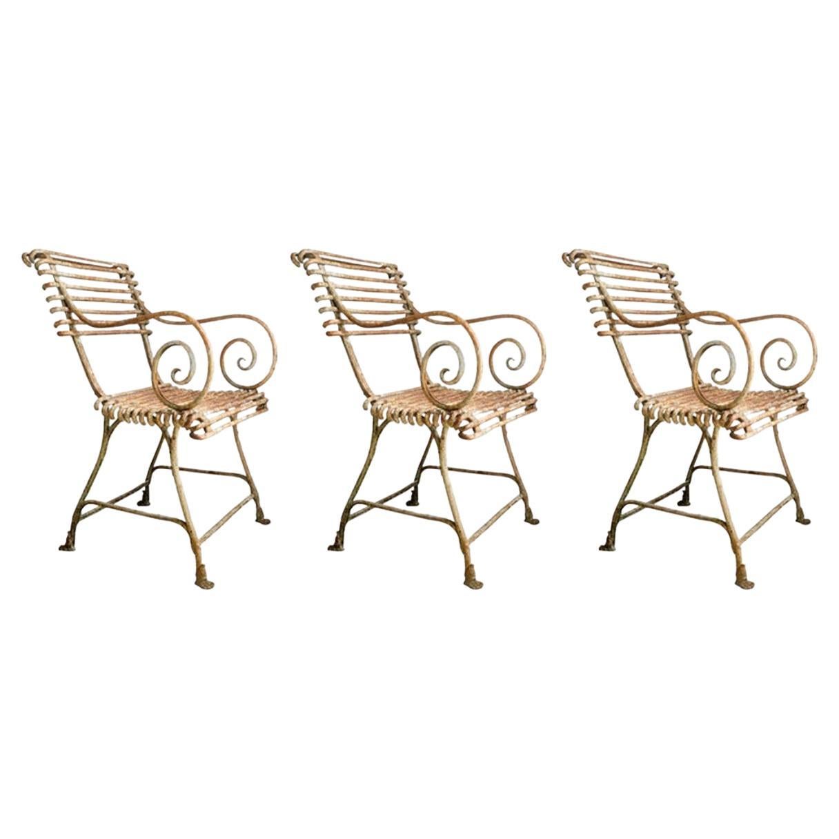 Arras Lions Paw Garden Chairs, 19th C, Set of 3 For Sale