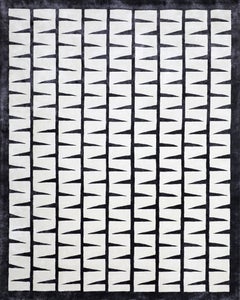ARRAY Handgetufteter moderner geometrischer Seidenteppich in Schwarz-Weiß-Farbe von Hand