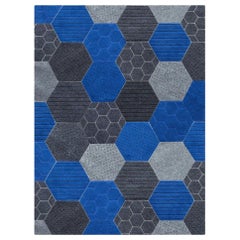 Array of Colorful Hues Customizable Hex Rectangle in Blue X-Large