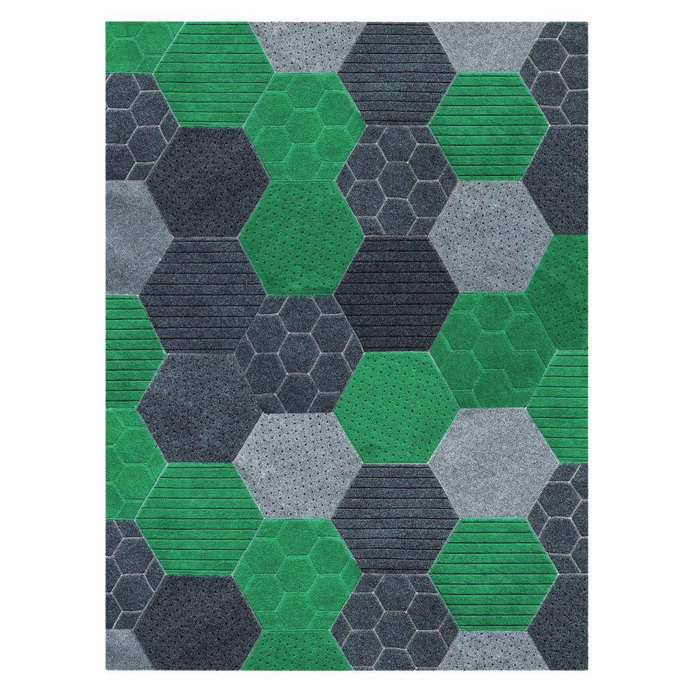 Array of Colorful Hues Customizable Hex Rectangle in Green Large For Sale
