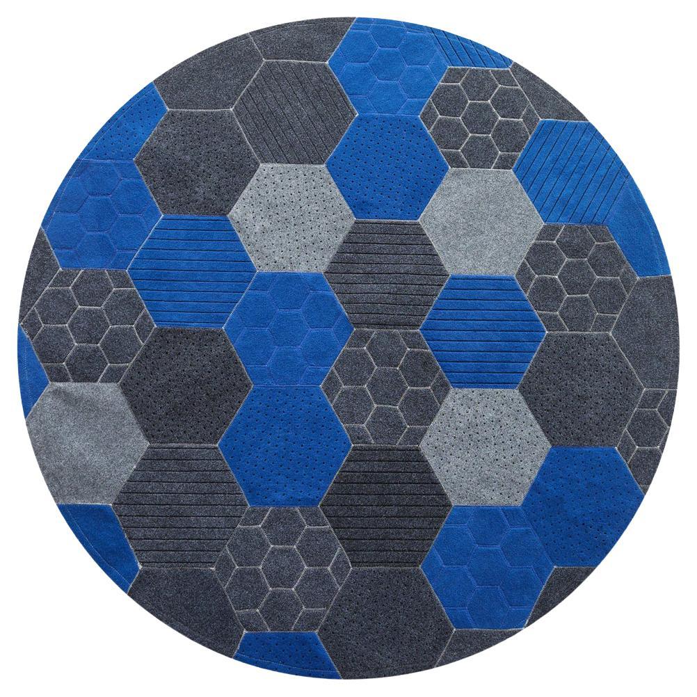 Array of Colorful Hues Customizable Hex Round in Blue Large
