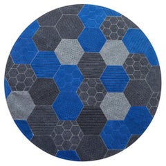 Array of Colorful Hues Customizable Hex Round in Blue Small