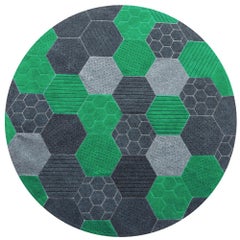 Array of Colorful Hues Customizable Hex Round in Green Large