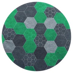 Array of Colorful Hues Customizable Hex Round in Green Medium