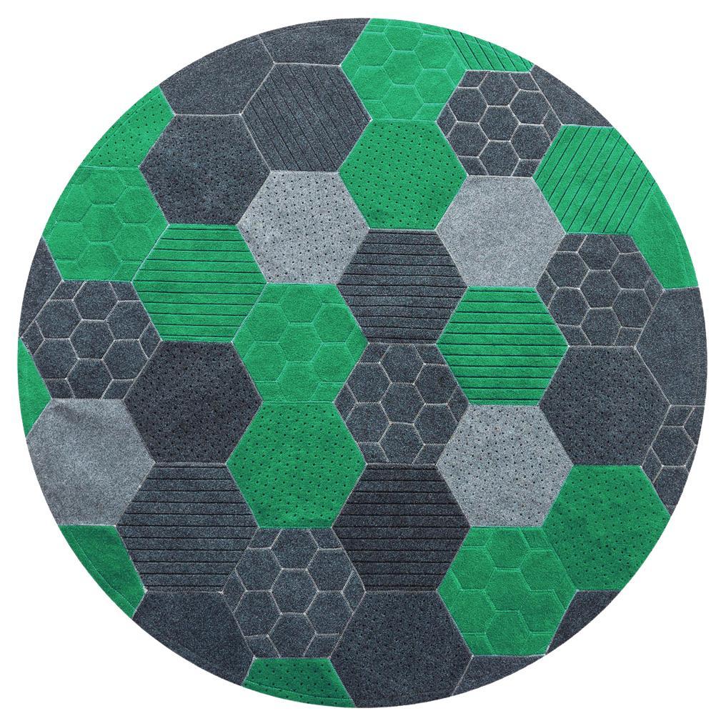 Array of Colorful Hues Customizable Hex Round in Green Small For Sale