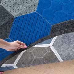 Ensemble de tapis de couloir hexagonal personnalisable à teintes colorées bleues en X-Large