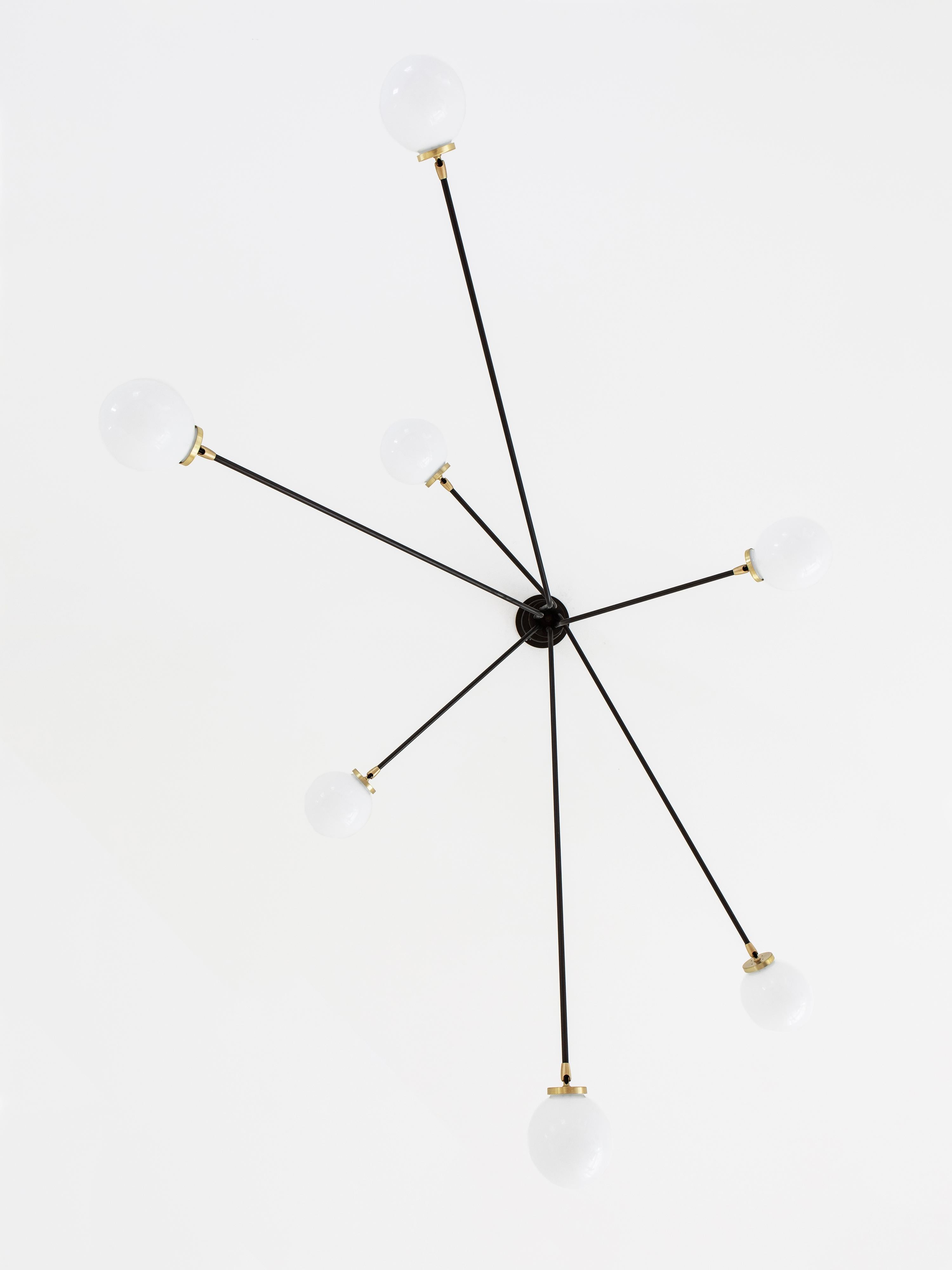 Modern Array Pendant Ceiling Fixture in Bronze with Opal Glass Shades