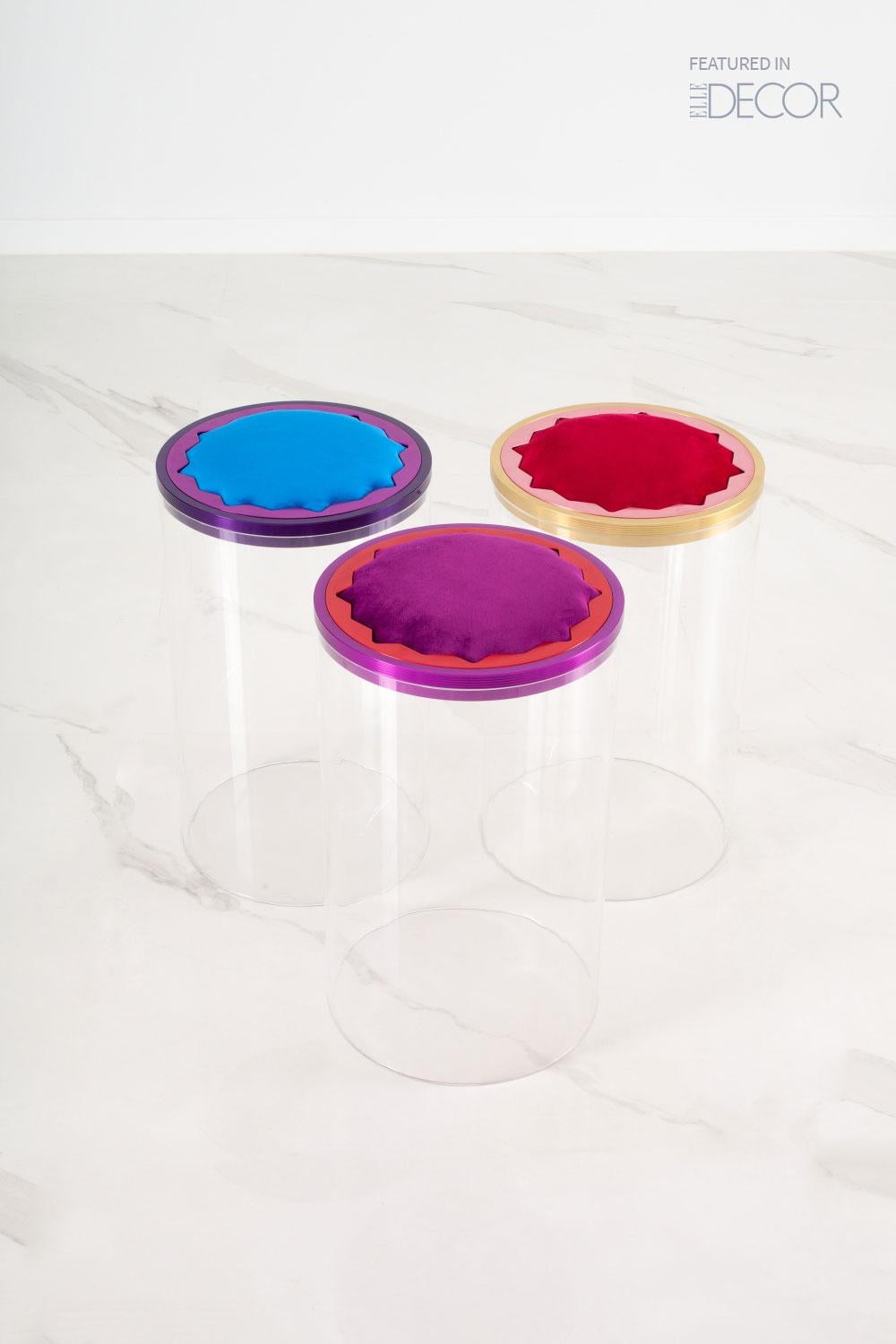 Anodized Arrayanes Floating Stool by May Arratia, Customizable Colors For Sale