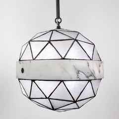 Array_Single in Ice, Brass, Marble, Glass Contemporary Pendant by Kalin Asenov