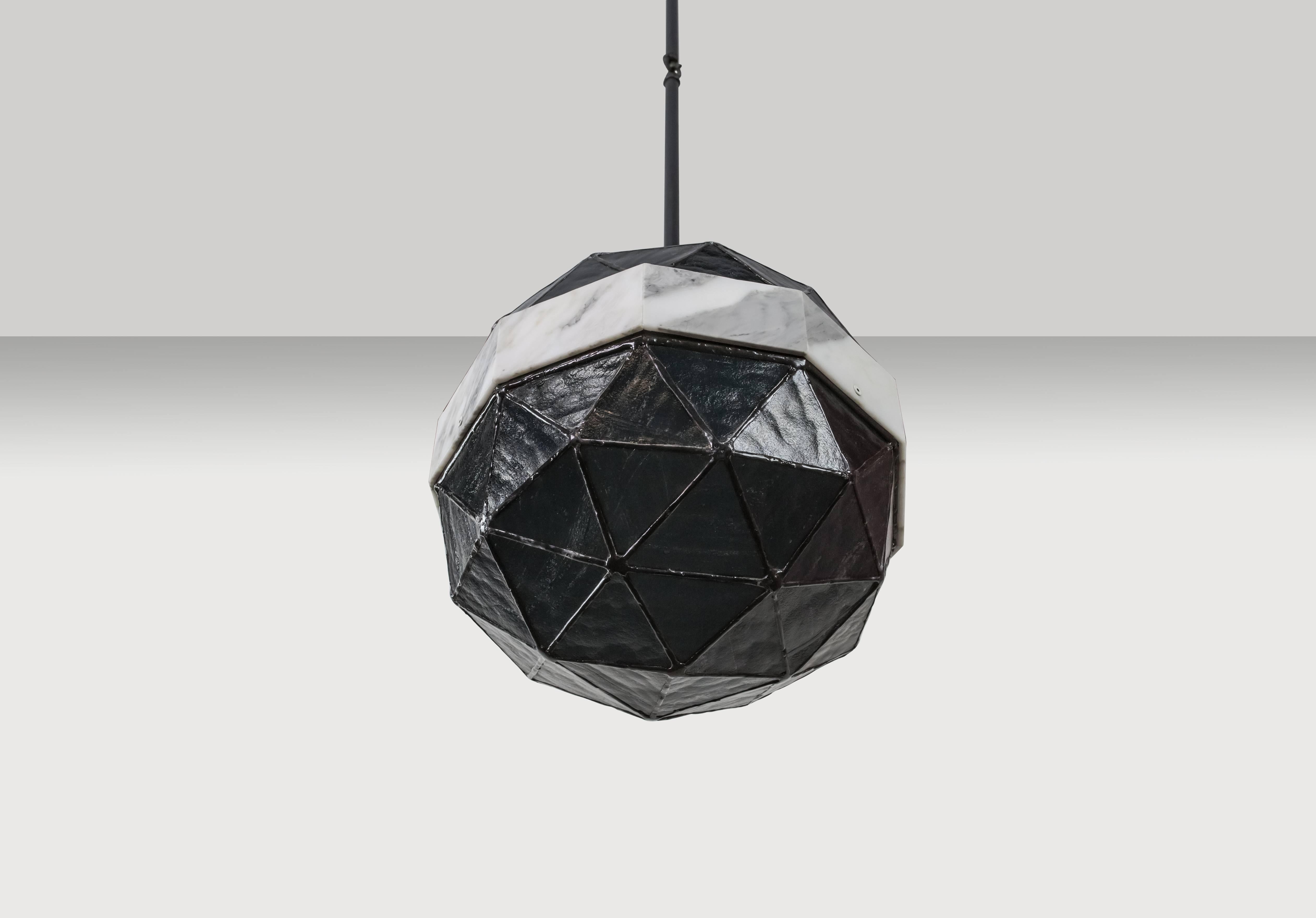 Array_Single in Slate, Brass, Marble, Glass Contemporary Pendant by Kalin Asenov For Sale 5