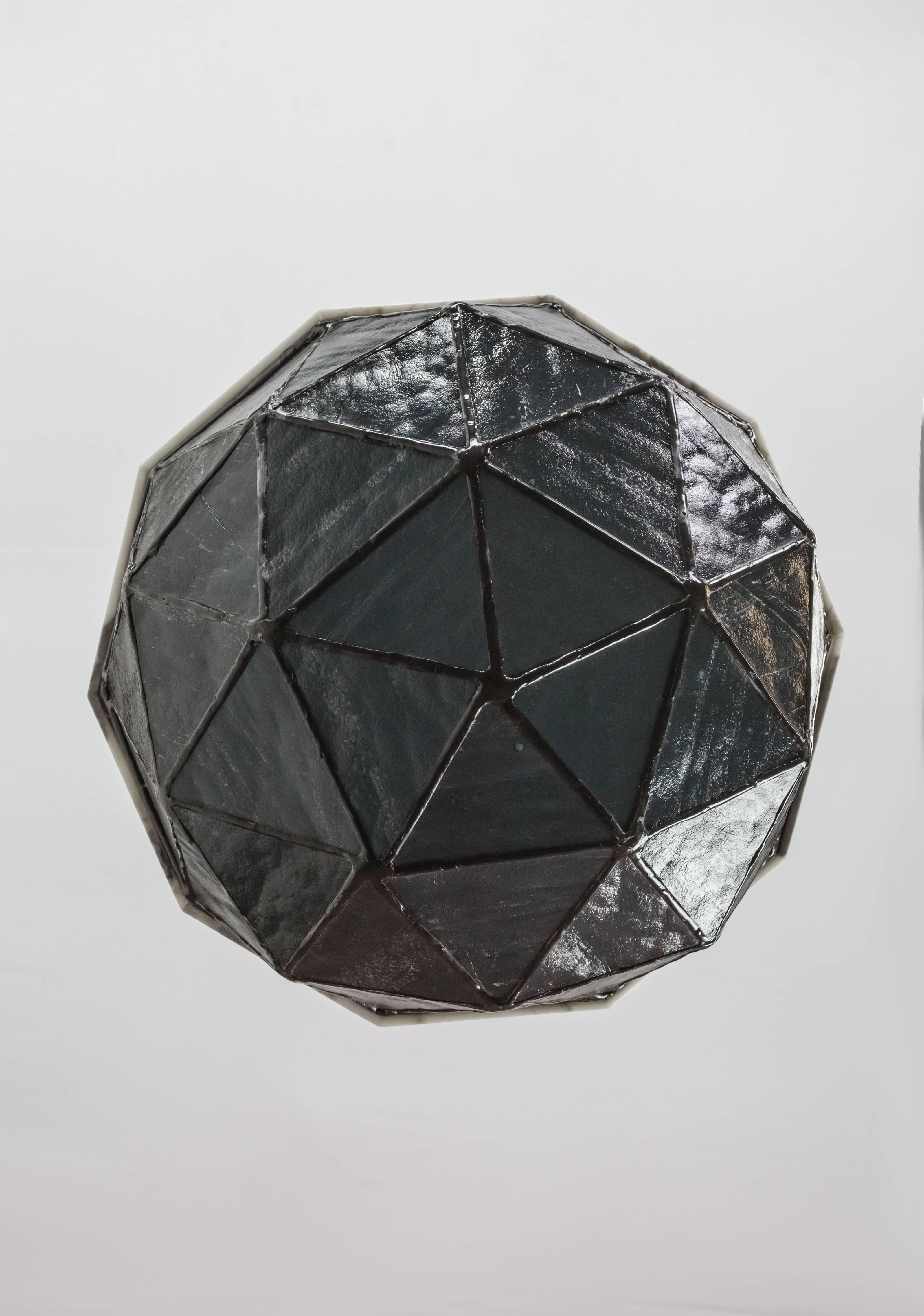 Blackened Array_Single in Slate, Brass, Marble, Glass Contemporary Pendant by Kalin Asenov For Sale