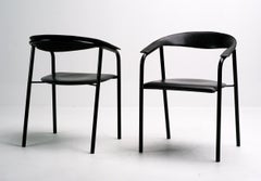 Fauteuil en cuir noir Arrben - Modernisme italien épuré