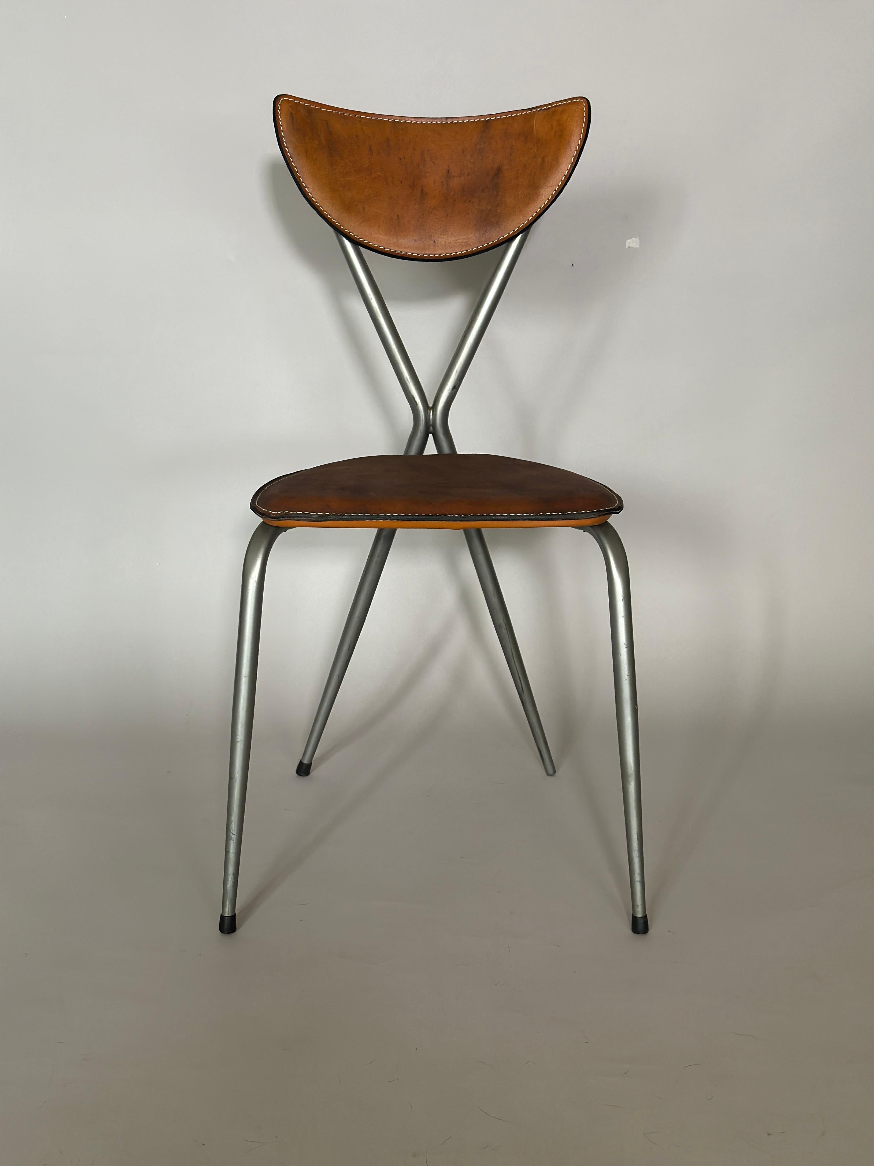 Arrben leather dining chair Italy 1970