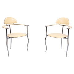 Arrben  Chrome and Leather "Stiletto" Chairs, 1980s  Italy