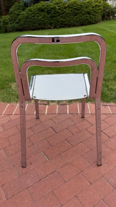 Silla de comedor Arrben Chrome con asiento de acero perforado, Italia, alrededor de los años 70