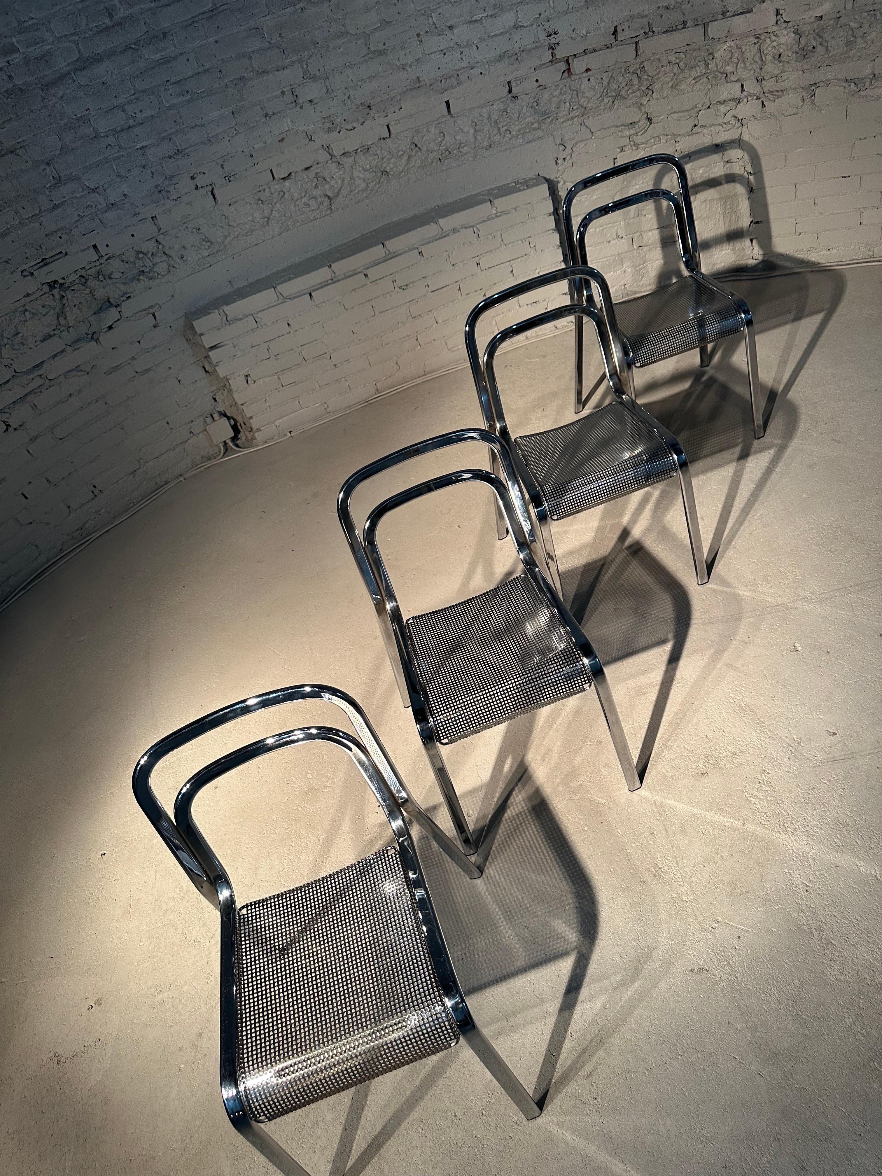 20th Century Arrben Chrome Dining Chairs For Sale