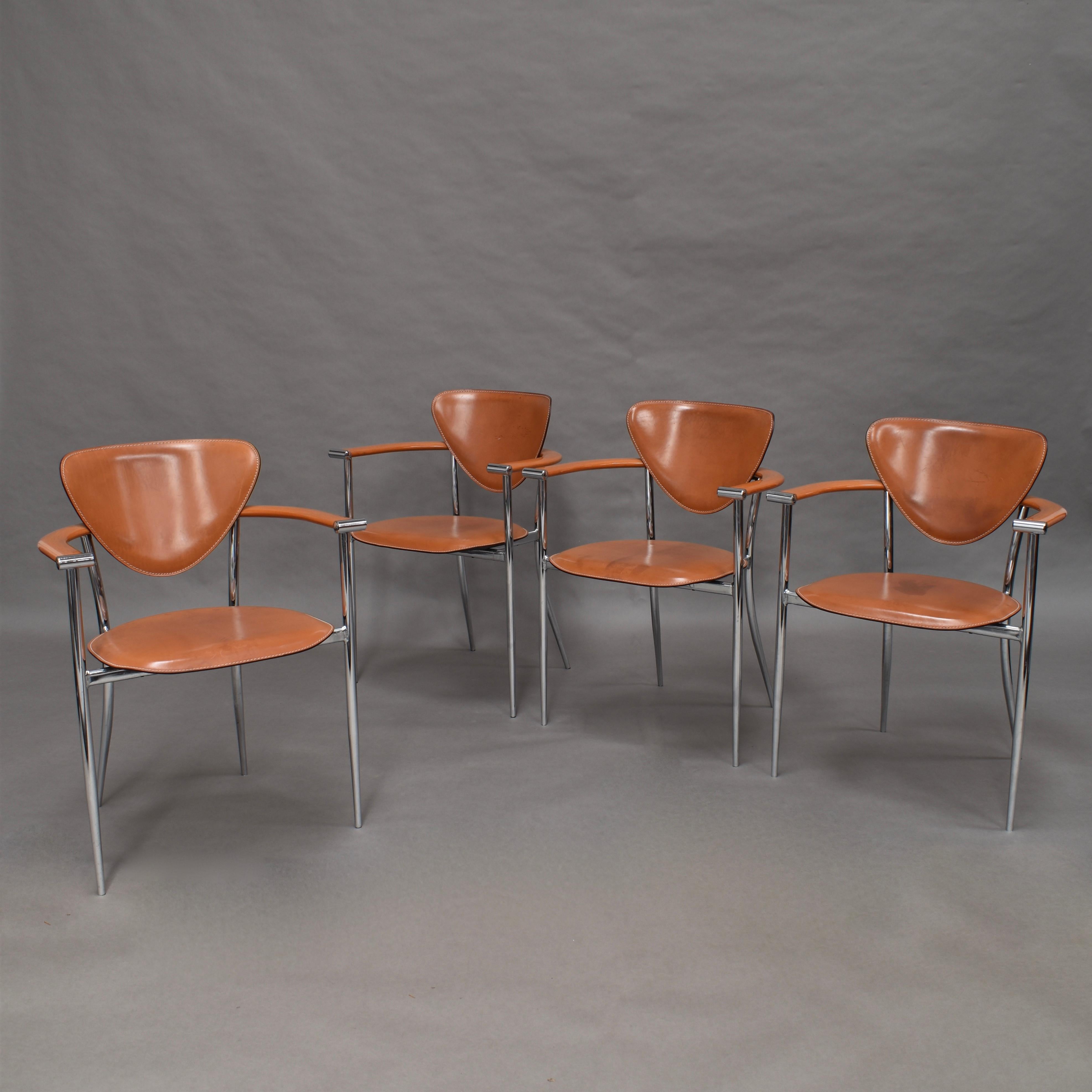 Arrben Italia Dining Chairs in Tan Leather 1