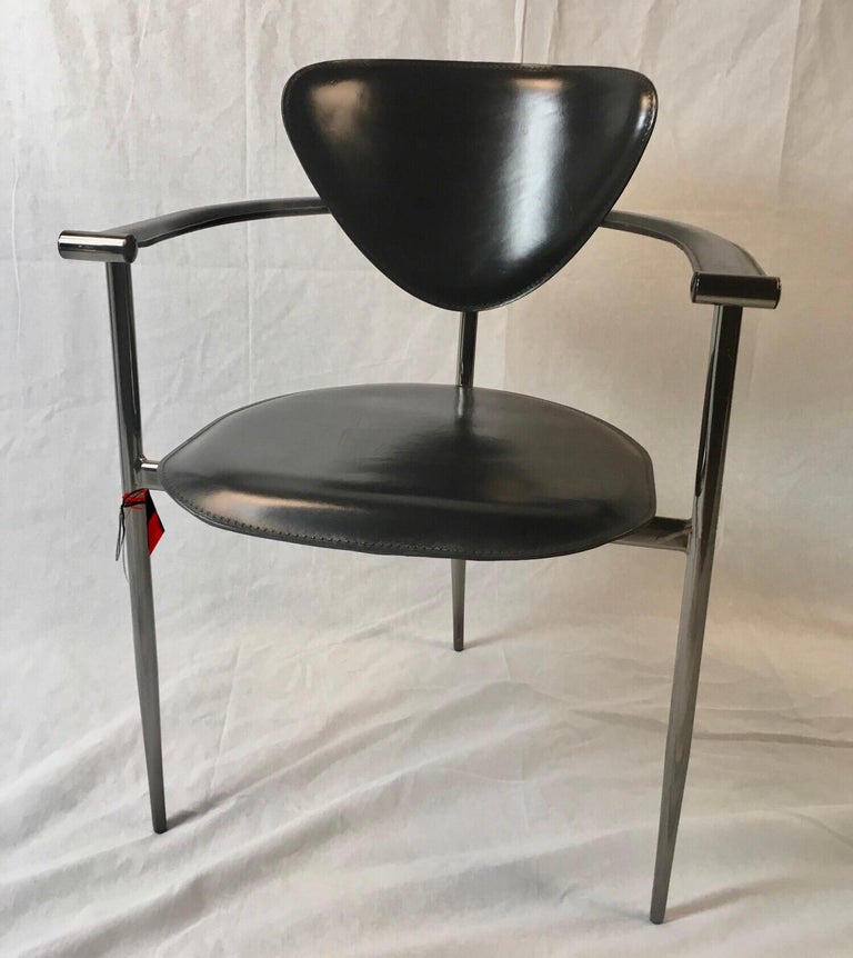 Arrben Italy Black Leather Marilyn Postmodern Three-Legged