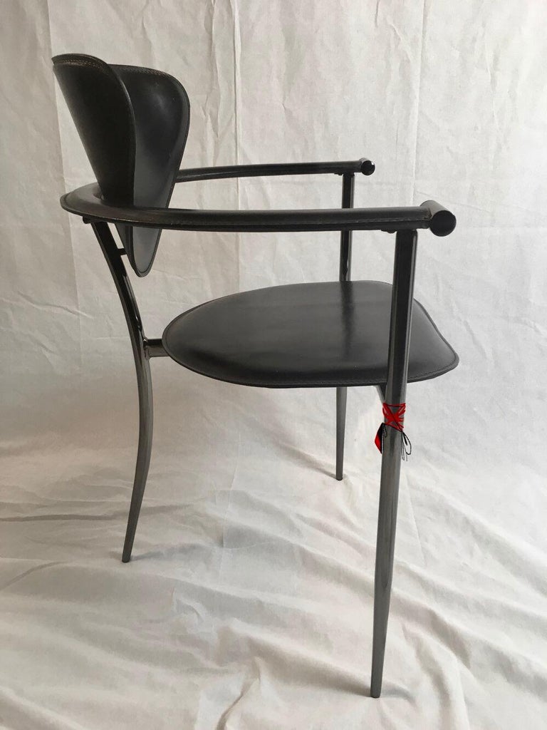 Arrben Italy Black Leather Marilyn Postmodern Three-Legged